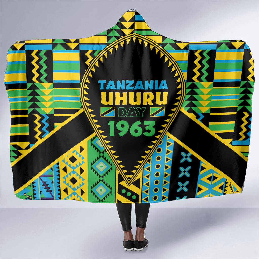 Tanzania Independence Day Hooded Blanket Uhuru 1963 African Shield Tribal Pattern