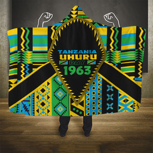 Tanzania Independence Day Hooded Blanket Uhuru 1963 African Shield Tribal Pattern