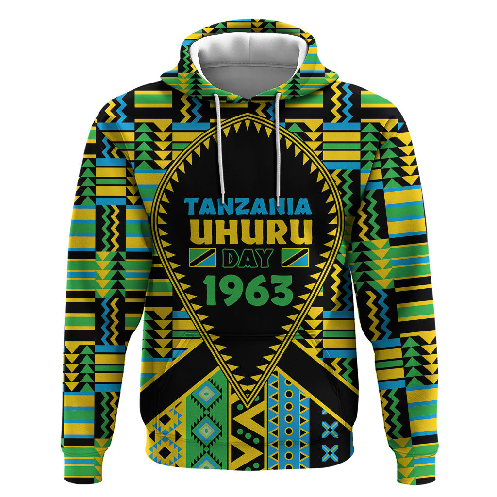 Personalized Tanzania Independence Day Hoodie Uhuru 1963 African Shield Tribal Pattern