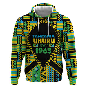 Personalized Tanzania Independence Day Hoodie Uhuru 1963 African Shield Tribal Pattern