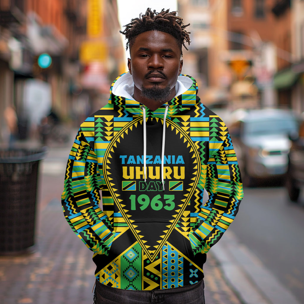 Personalized Tanzania Independence Day Hoodie Uhuru 1963 African Shield Tribal Pattern