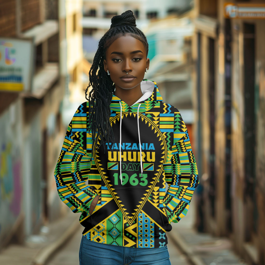 Personalized Tanzania Independence Day Hoodie Uhuru 1963 African Shield Tribal Pattern