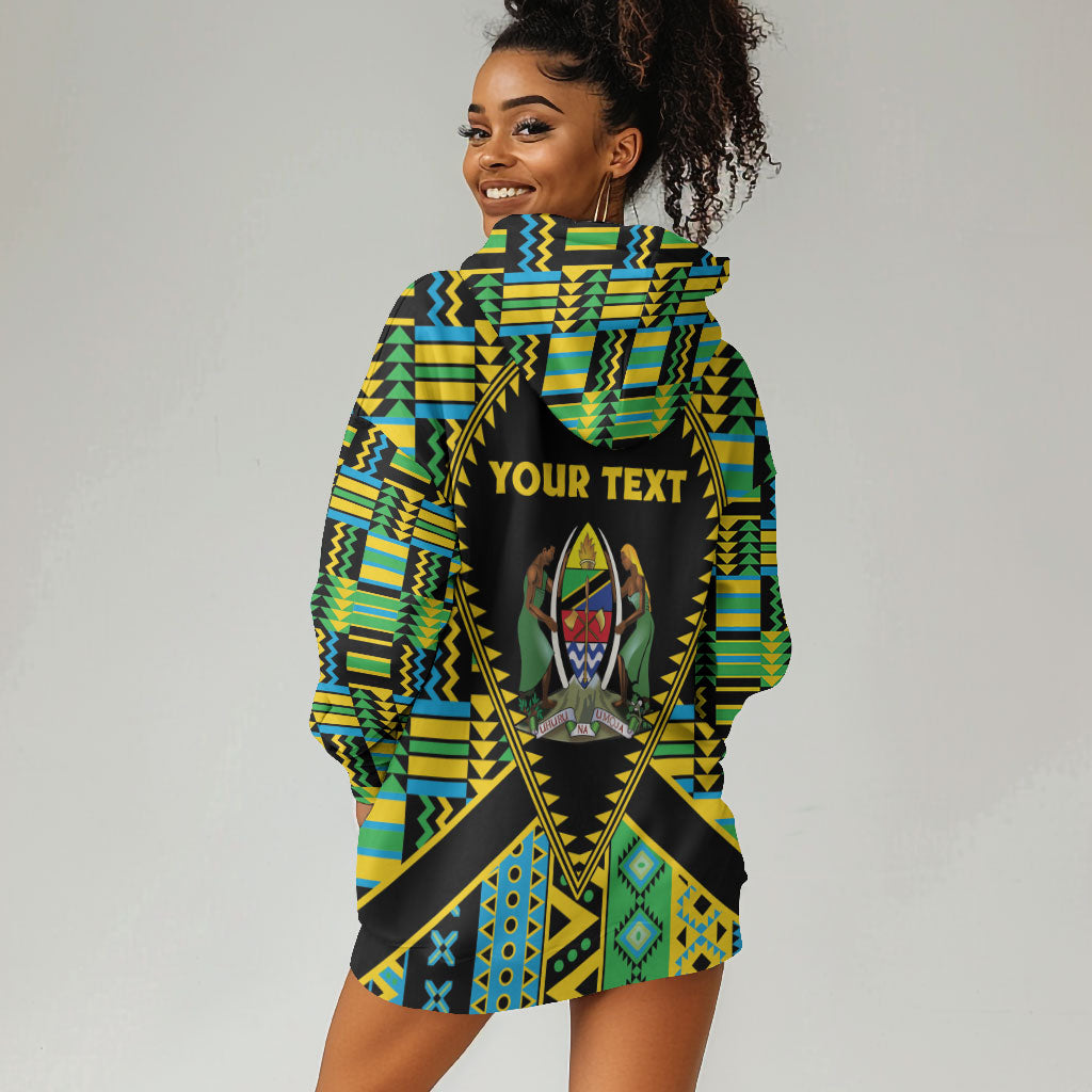Personalized Tanzania Independence Day Hoodie Dress Uhuru 1963 African Shield Tribal Pattern