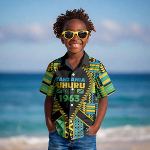 Personalized Tanzania Independence Day Kid Hawaiian Shirt Uhuru 1963 African Shield Tribal Pattern