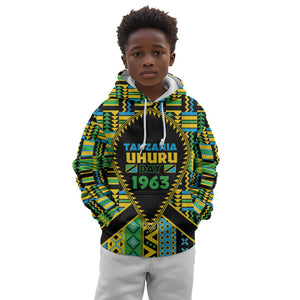 Personalized Tanzania Independence Day Kid Hoodie Uhuru 1963 African Shield Tribal Pattern