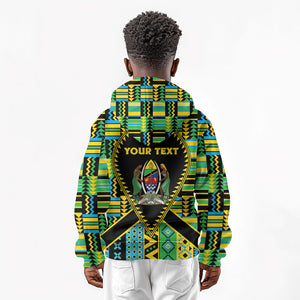 Personalized Tanzania Independence Day Kid Hoodie Uhuru 1963 African Shield Tribal Pattern