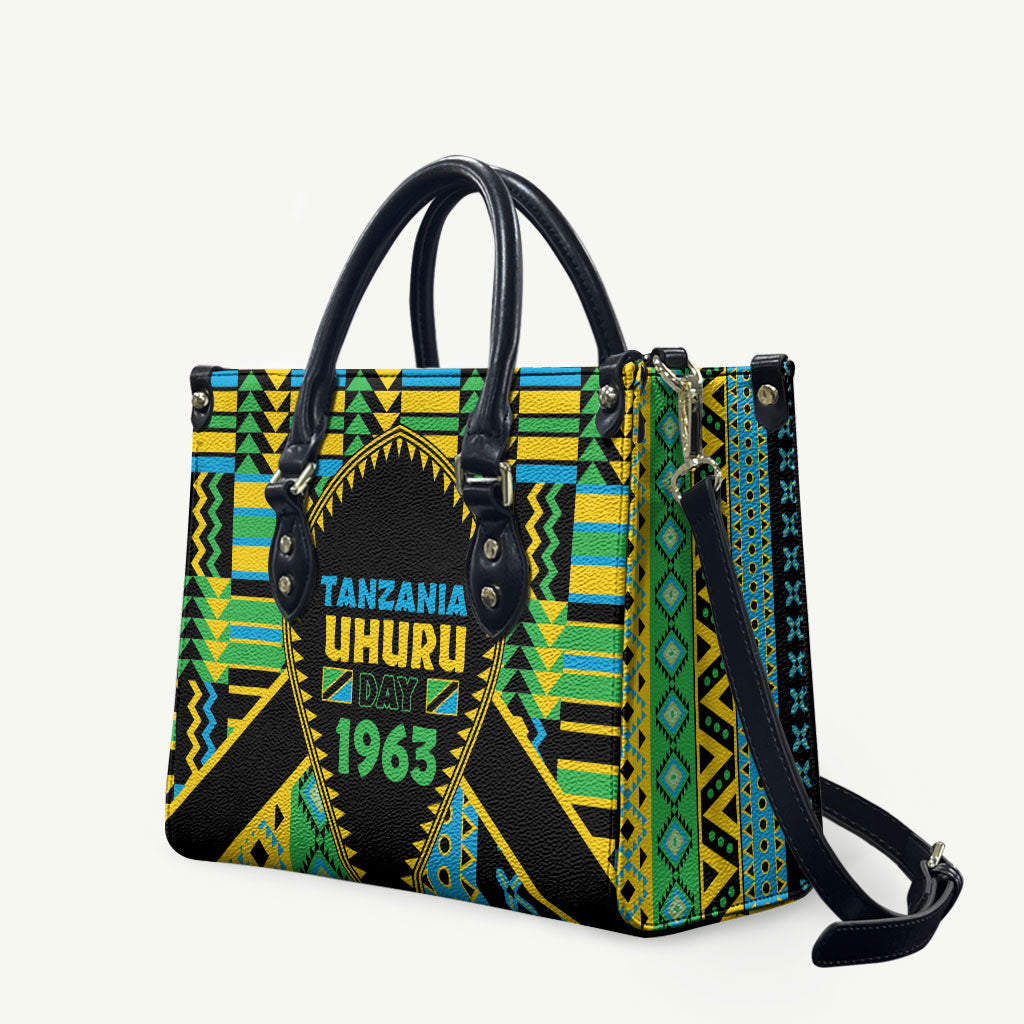 Tanzania Independence Day Leather Bag Uhuru 1963 African Shield Tribal Pattern