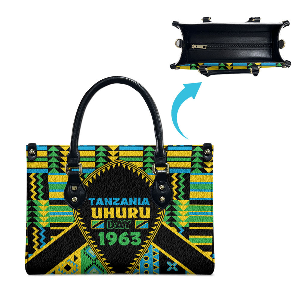 Tanzania Independence Day Leather Bag Uhuru 1963 African Shield Tribal Pattern