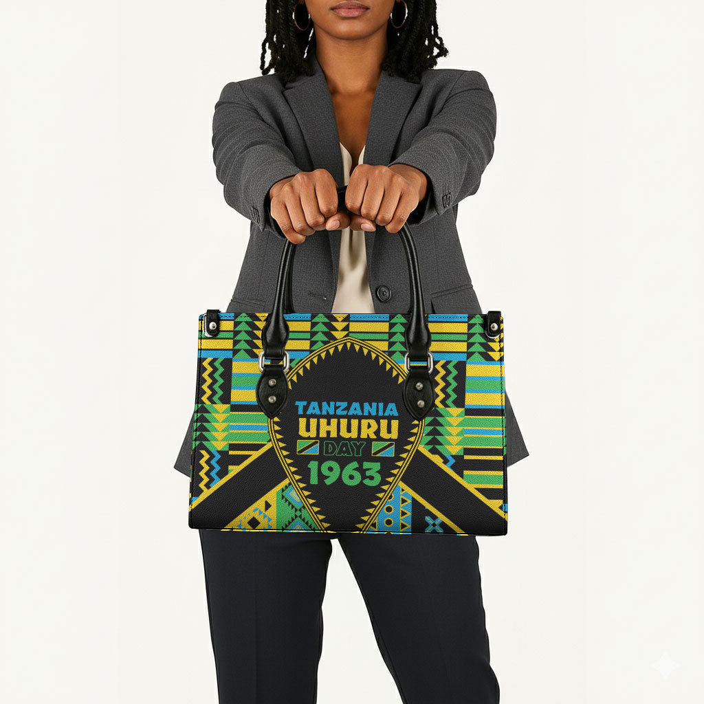 Tanzania Independence Day Leather Bag Uhuru 1963 African Shield Tribal Pattern