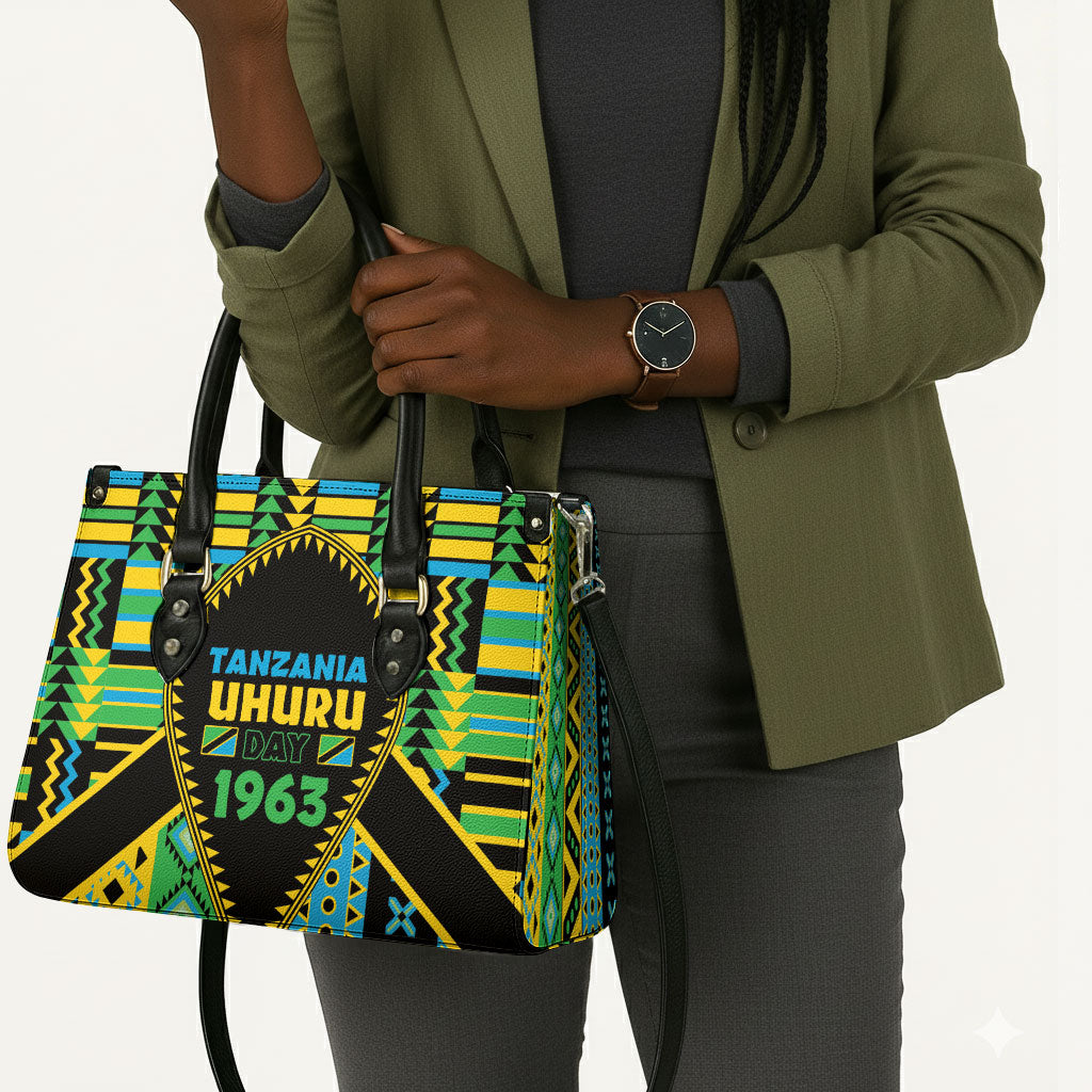 Tanzania Independence Day Leather Bag Uhuru 1963 African Shield Tribal Pattern