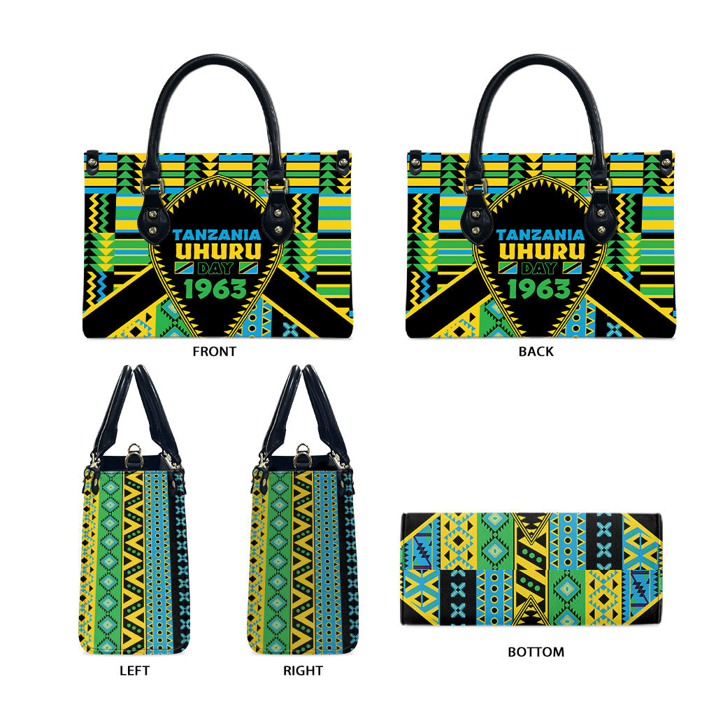Tanzania Independence Day Leather Bag Uhuru 1963 African Shield Tribal Pattern