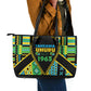 Tanzania Independence Day Leather Tote Bag Uhuru 1963 African Shield Tribal Pattern