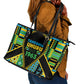 Tanzania Independence Day Leather Tote Bag Uhuru 1963 African Shield Tribal Pattern