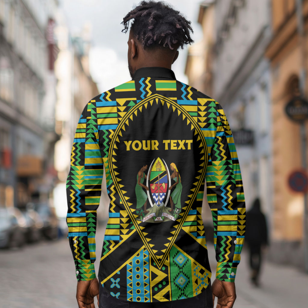 Personalized Tanzania Independence Day Long Sleeve Button Shirt Uhuru 1963 African Shield Tribal Pattern