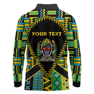 Personalized Tanzania Independence Day Long Sleeve Polo Shirt Uhuru 1963 African Shield Tribal Pattern