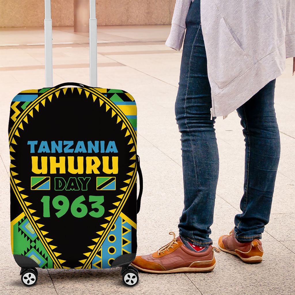 Tanzania Independence Day Luggage Cover Uhuru 1963 African Shield Tribal Pattern