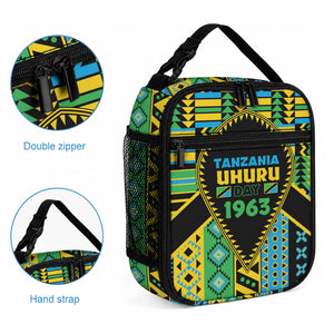 Tanzania Independence Day Lunch Bag Uhuru 1963 African Shield Tribal Pattern