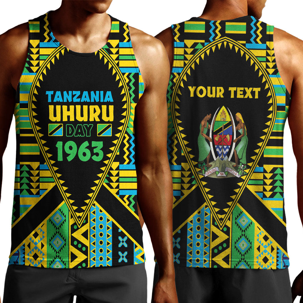 Personalized Tanzania Independence Day Men Tank Top Uhuru 1963 African Shield Tribal Pattern