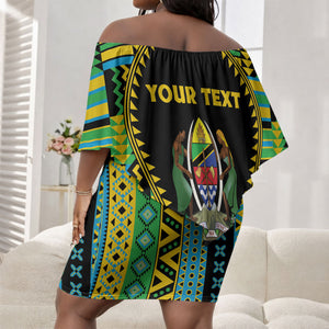 Personalized Tanzania Independence Day Off Shoulder Short Dress Uhuru 1963 African Shield Tribal Pattern