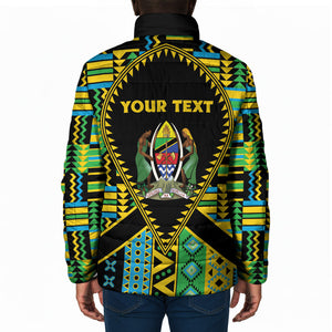 Personalized Tanzania Independence Day Padded Jacket Uhuru 1963 African Shield Tribal Pattern