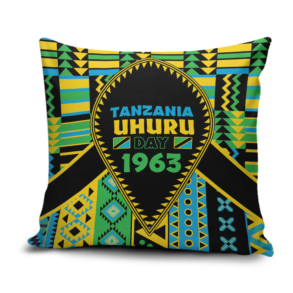 Tanzania Independence Day Pillow Cover Uhuru 1963 African Shield Tribal Pattern