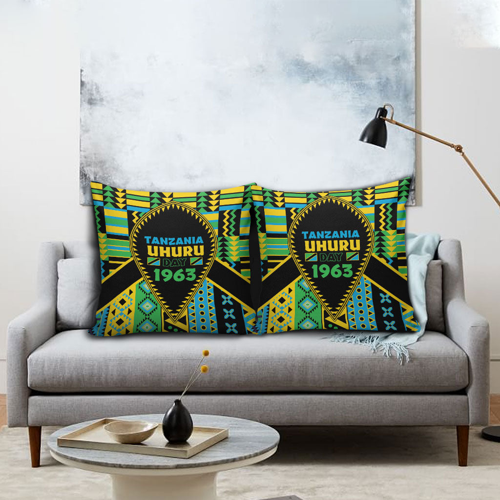 Tanzania Independence Day Pillow Cover Uhuru 1963 African Shield Tribal Pattern