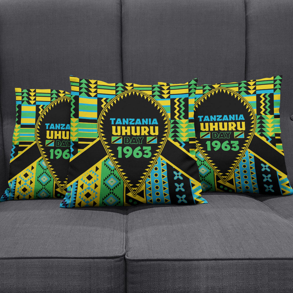 Tanzania Independence Day Pillow Cover Uhuru 1963 African Shield Tribal Pattern