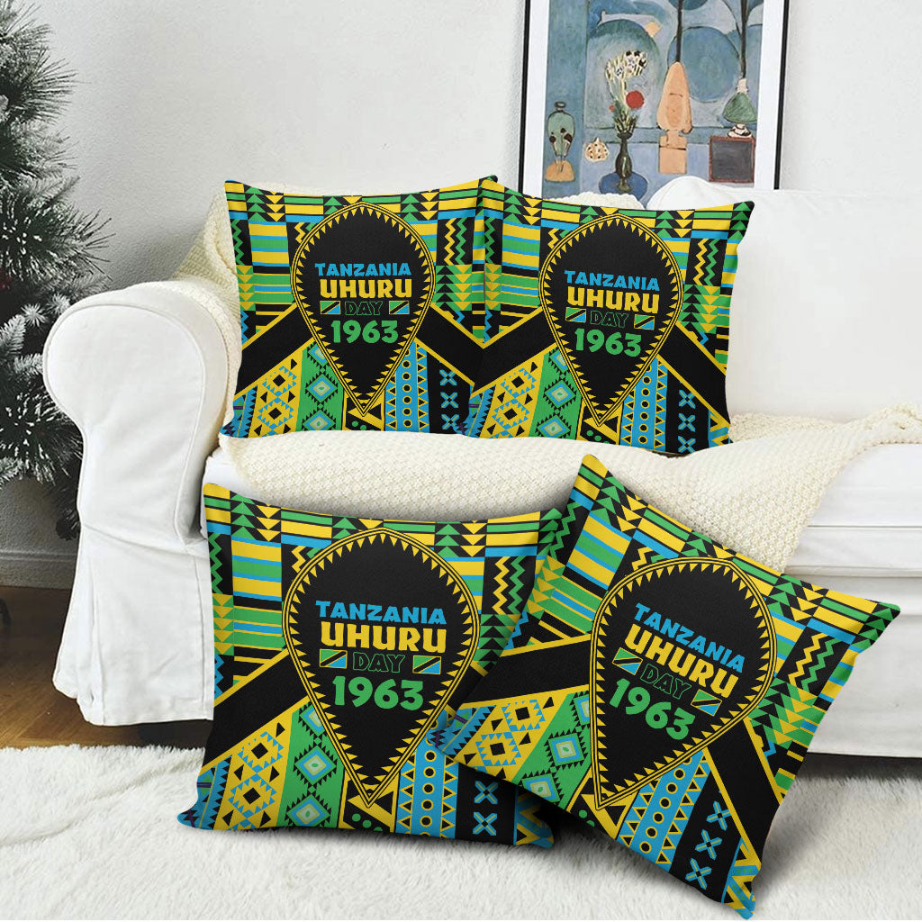 Tanzania Independence Day Pillow Cover Uhuru 1963 African Shield Tribal Pattern