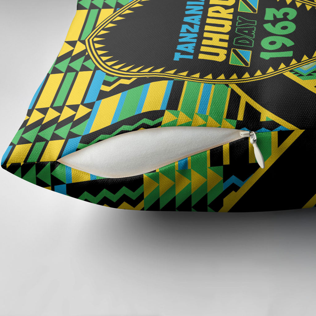 Tanzania Independence Day Pillow Cover Uhuru 1963 African Shield Tribal Pattern