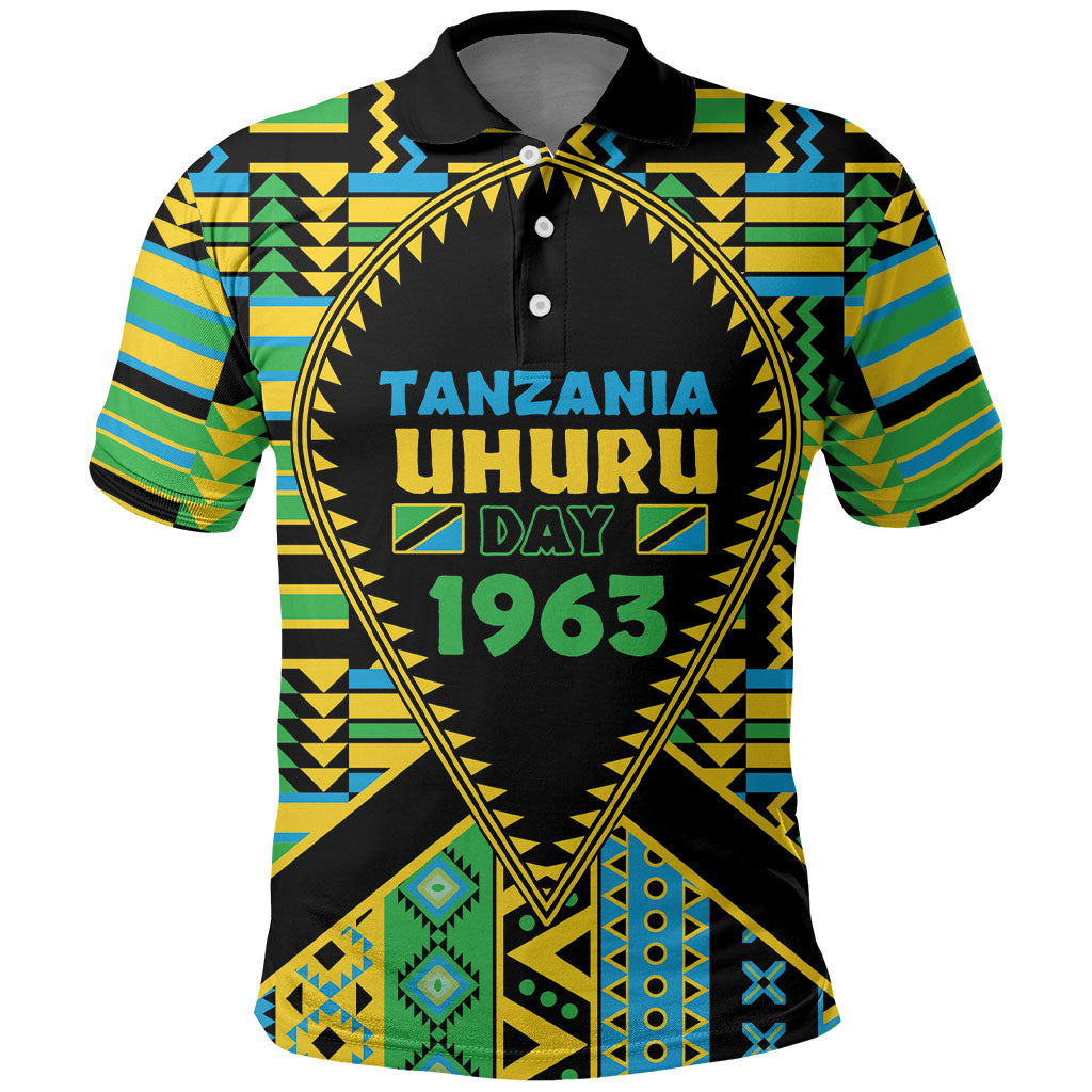 Personalized Tanzania Independence Day Polo Shirt Uhuru 1963 African Shield Tribal Pattern