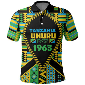 Personalized Tanzania Independence Day Polo Shirt Uhuru 1963 African Shield Tribal Pattern
