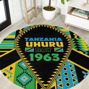 Tanzania Independence Day Round Carpet Uhuru 1963 African Shield Tribal Pattern