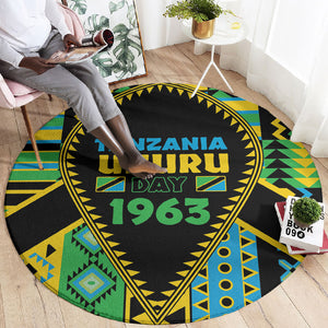 Tanzania Independence Day Round Carpet Uhuru 1963 African Shield Tribal Pattern