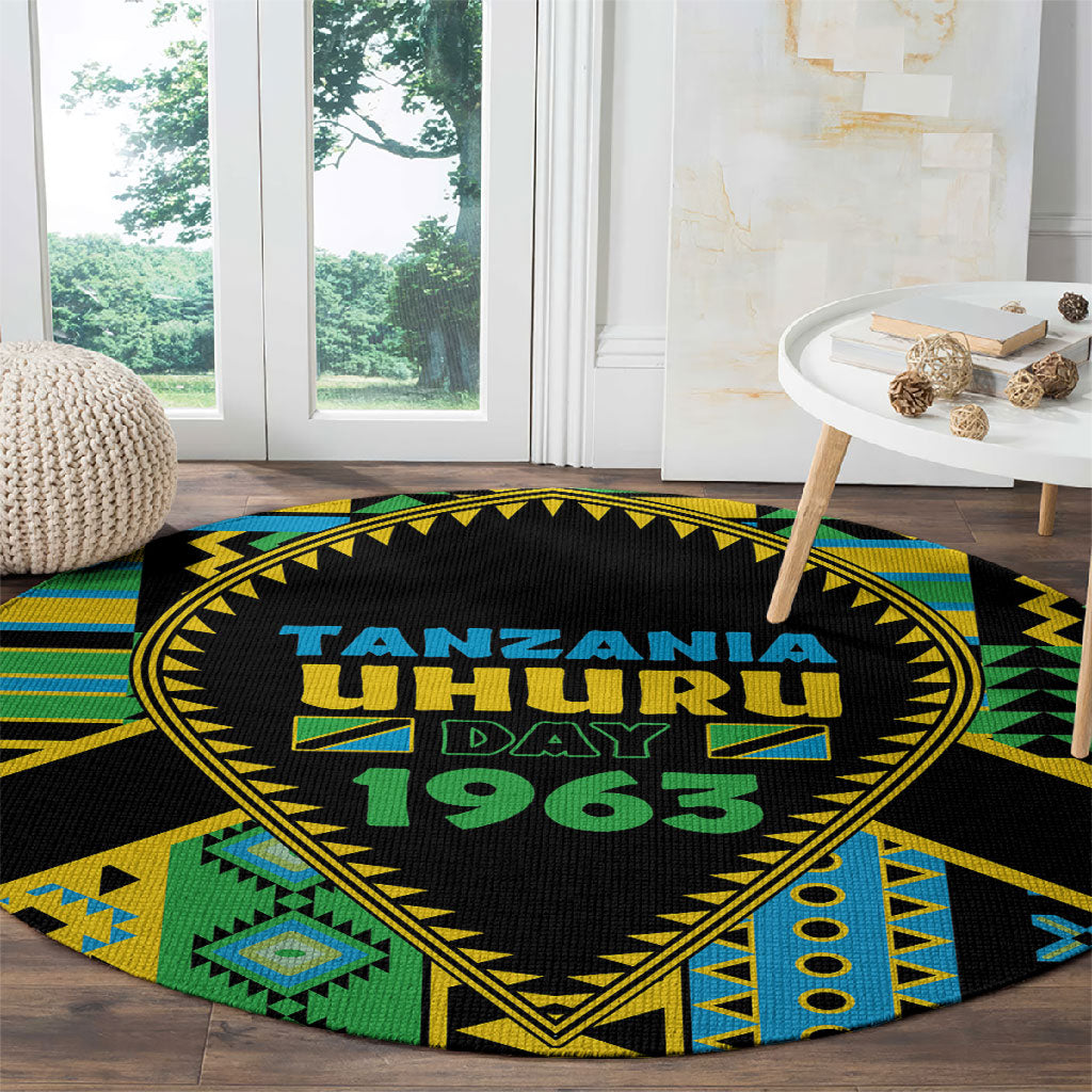 Tanzania Independence Day Round Carpet Uhuru 1963 African Shield Tribal Pattern