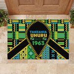 Tanzania Independence Day Rubber Doormat Uhuru 1963 African Shield Tribal Pattern