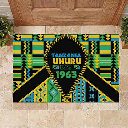 Tanzania Independence Day Rubber Doormat Uhuru 1963 African Shield Tribal Pattern