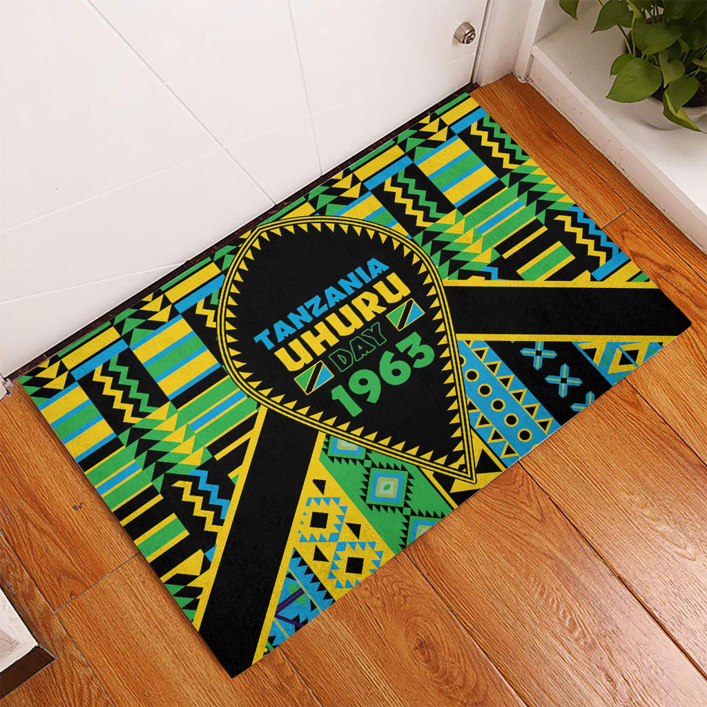 Tanzania Independence Day Rubber Doormat Uhuru 1963 African Shield Tribal Pattern