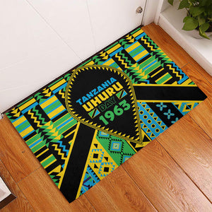 Tanzania Independence Day Rubber Doormat Uhuru 1963 African Shield Tribal Pattern
