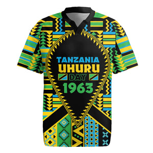 Personalized Tanzania Independence Day Rugby Jersey Uhuru 1963 African Shield Tribal Pattern