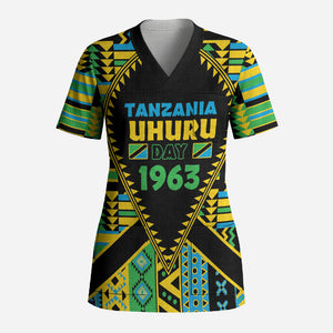Personalized Tanzania Independence Day Scrub Top Uhuru 1963 African Shield Tribal Pattern