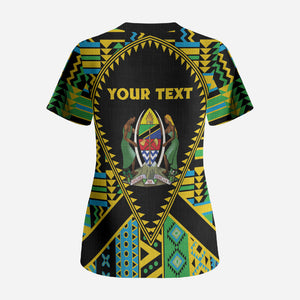 Personalized Tanzania Independence Day Scrub Top Uhuru 1963 African Shield Tribal Pattern