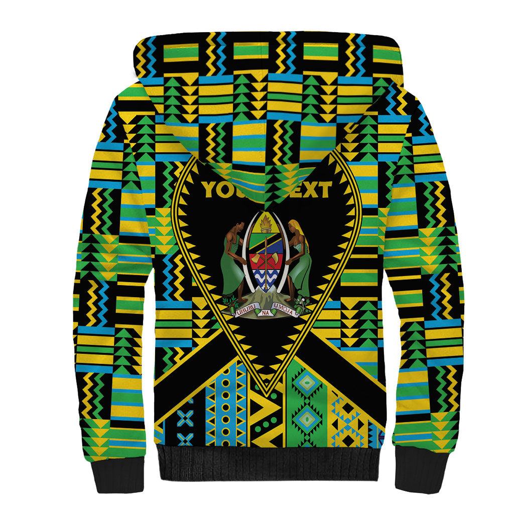 Personalized Tanzania Independence Day Sherpa Hoodie Uhuru 1963 African Shield Tribal Pattern