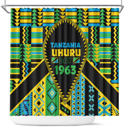 Tanzania Independence Day Shower Curtain Uhuru 1963 African Shield Tribal Pattern