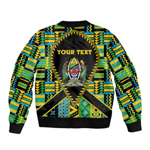 Personalized Tanzania Independence Day Sleeve Zip Bomber Jacket Uhuru 1963 African Shield Tribal Pattern