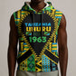 Personalized Tanzania Independence Day Sleeveless Hoodie Uhuru 1963 African Shield Tribal Pattern
