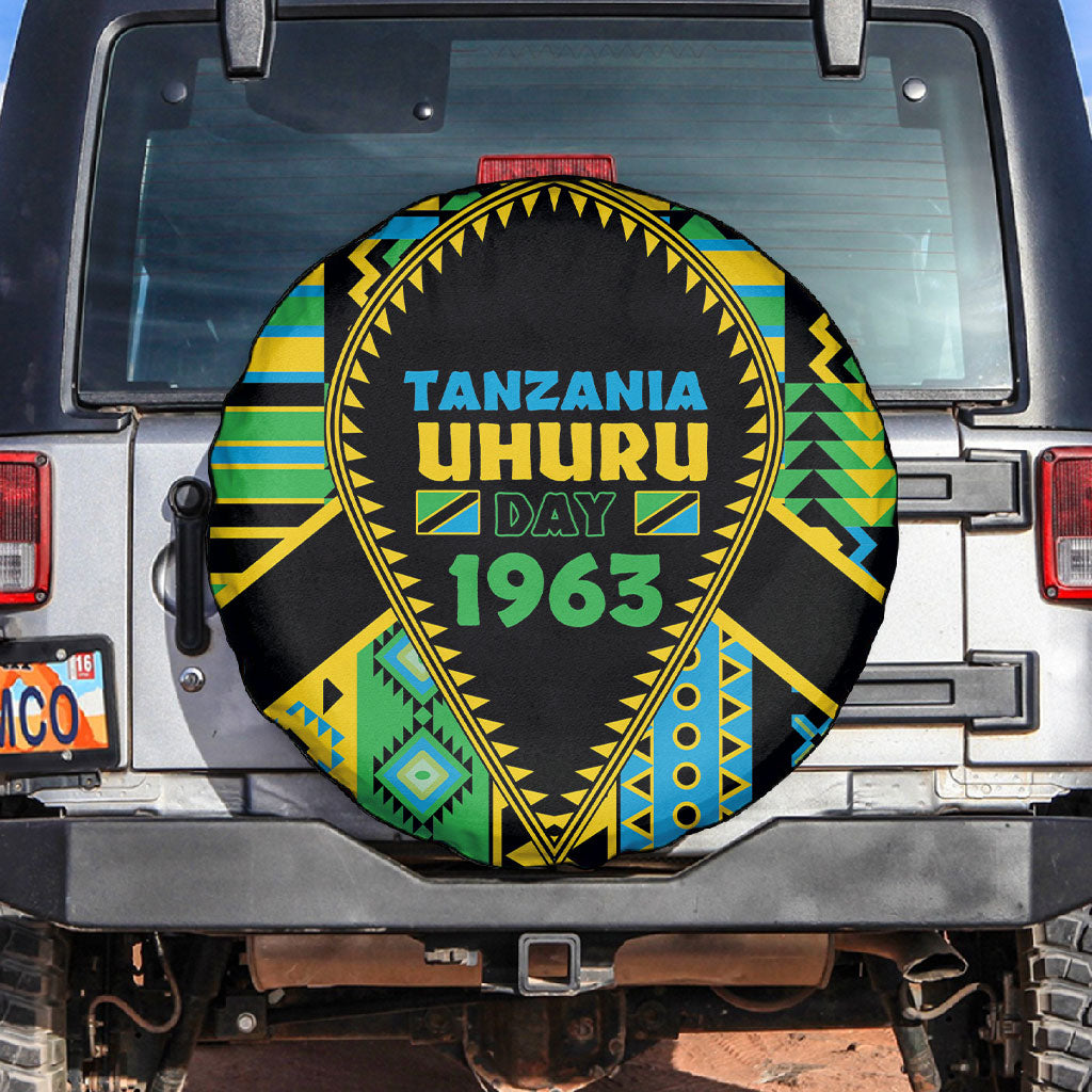 Tanzania Independence Day Spare Tire Cover Uhuru 1963 African Shield Tribal Pattern