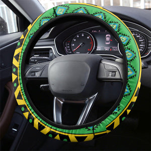 Tanzania Independence Day Steering Wheel Cover Uhuru 1963 African Shield Tribal Pattern