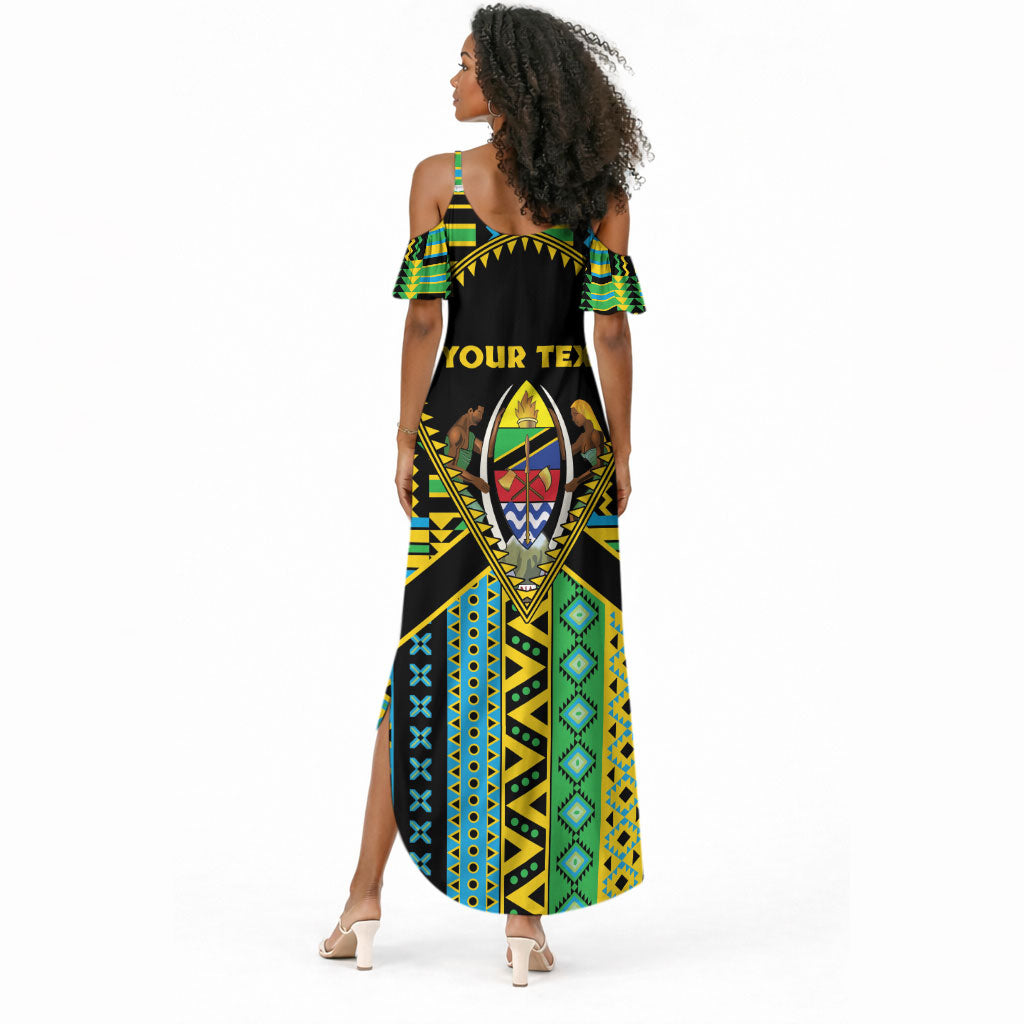 Personalized Tanzania Independence Day Summer Maxi Dress Uhuru 1963 African Shield Tribal Pattern