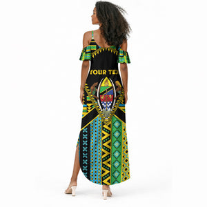 Personalized Tanzania Independence Day Summer Maxi Dress Uhuru 1963 African Shield Tribal Pattern