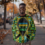 Personalized Tanzania Independence Day Sweatshirt Uhuru 1963 African Shield Tribal Pattern